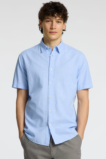 Regular Sun Linen Hemd SS Cashmere Blue / White