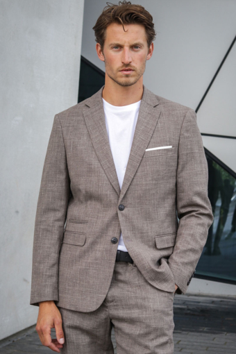 SLIM OASIS LINEN BLAZER Dark Sand Melange