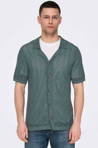 Diego Regular SS Knit Resort Hemd  Balsam Green