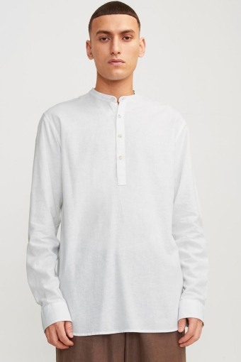 Summer Tunic Linen Blend Hemd LS White