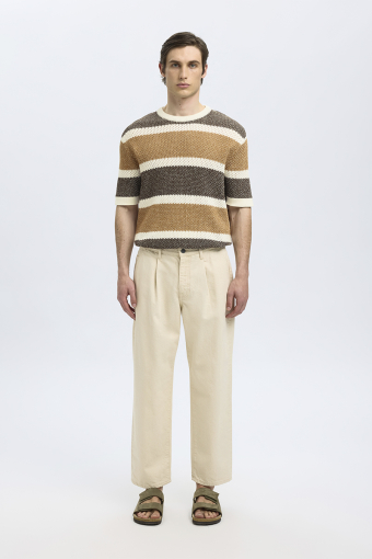 Ginger SS Knit Relaxed Fit Stripe Tee Egret