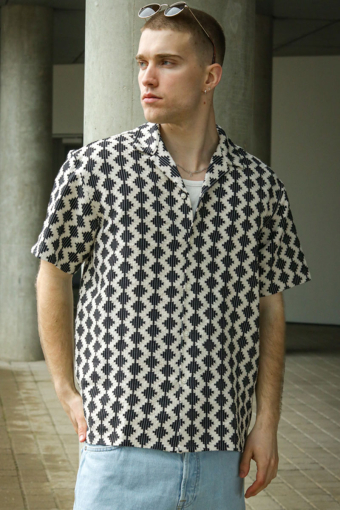 Summer Luke Regular Fit Texture Resort Hemd SS Black