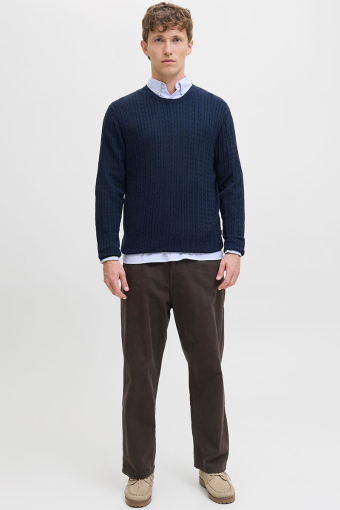 Emil Knit Cable Crew Neck Navy Blazer