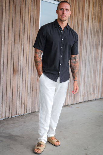 Caiden SS Linen Hemd Black