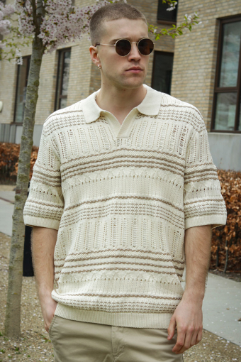 Karlos Relaxed Fit SS Resort Knit Polo Vanilla Ice