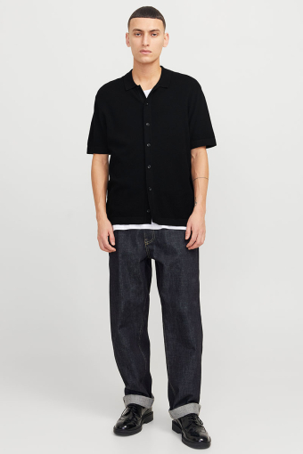 Emil Knit Structure Hemd SS Black