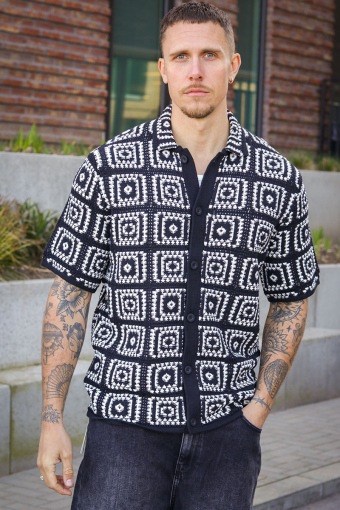 Bart Relax SS Knit Hemd Black