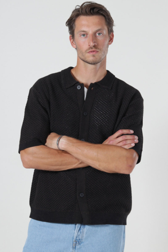 Ginger SS Knit Relaxed Fit Polo Black