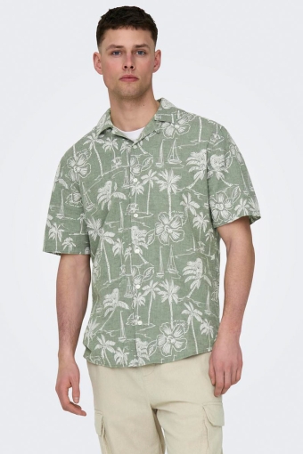 Caiden SS Regular Hawaii Linen Hemd Swamp