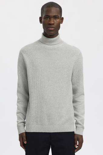 Dane LS Structure Knit Roll Neck Light Grey Melange