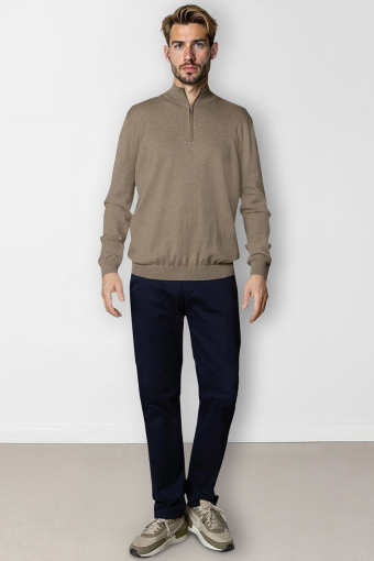 Claude half zip knit Dark beige melange