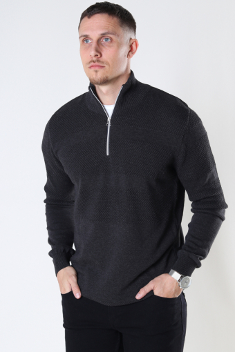 Hannes half zip cotton knit Charcoal