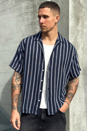 Enzo Stripe Resort Hemd SS Sky Captain