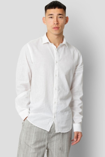 Jamie Cotton Linen Hemd LS White