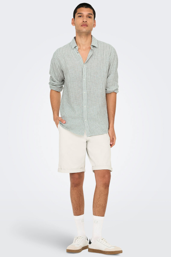 Caiden LS Stripe Linen Hemd Sea Spray