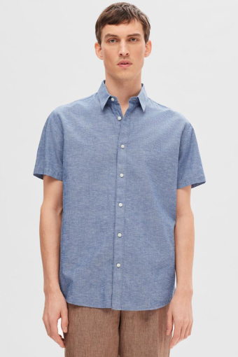 Regular Sun Linen Hemd SS Medium Blue Denim