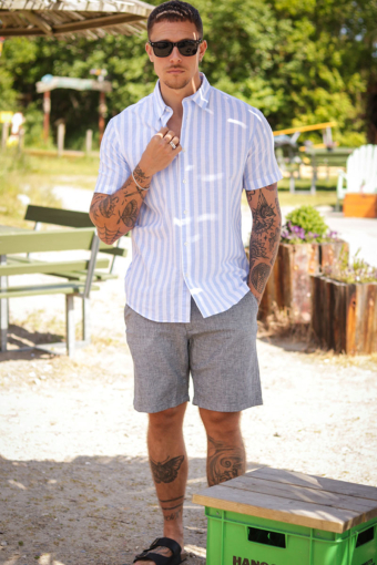 Regular Brody Linen Shorts Sky Captain
