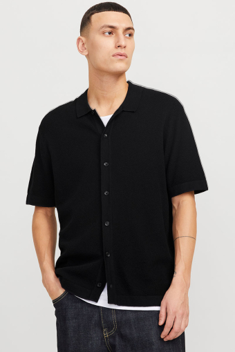 Emil Knit Structure Hemd SS Black