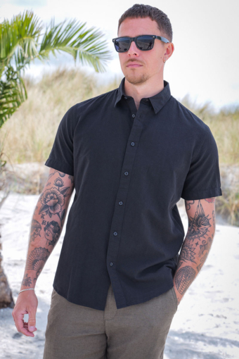 Regular Sun Linen Hemd SS Black