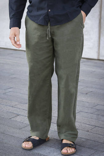 Sinus Loose Cotton Linen Pants Olive Night