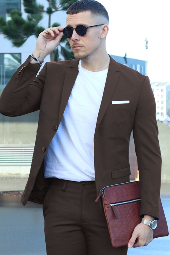 Premium Franco Slim Fit Anzug Black Coffee