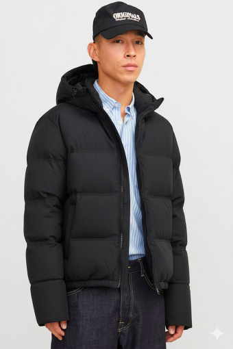 Soho Puffer Hood Jacket  Black