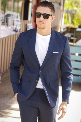 Riviera Linen Blazer Dark Navy