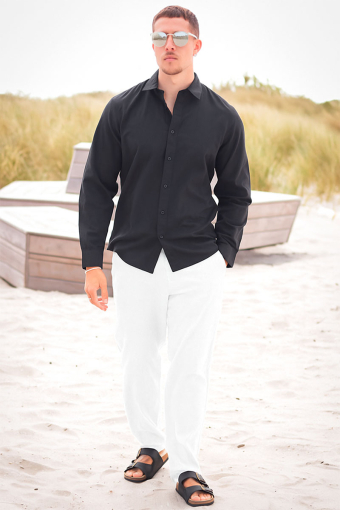 Slim Sun Linen Hemd LS Black