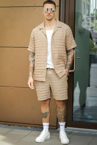 Braddock Regular SS Resort Waffle Hemd Chinchilla