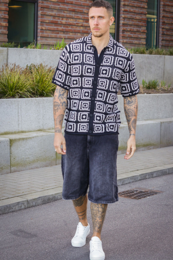 Bart Relax SS Knit Hemd Black
