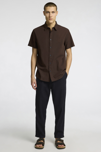 Regular New Linen Hemd SS Coffee Bean