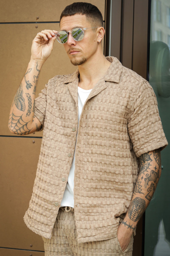 Braddock Regular SS Resort Waffle Hemd Chinchilla