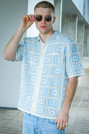 Bart Relaxed Fit SS Knit Hemd Egret