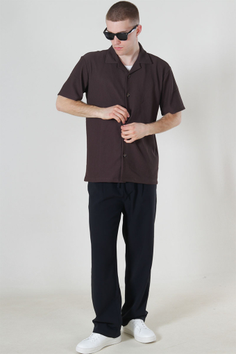 Relax Plisse Resort SS Hemd Chocolate Brown