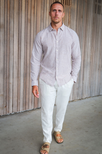 Caiden LS Linen Hemd Chinchilla