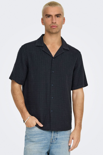 Latham Resort Linen Structure Hemd Dark Navy