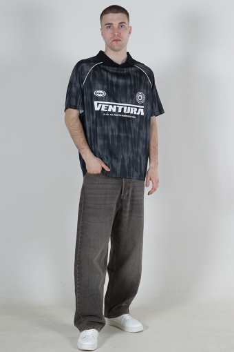 Retreat AOP Mesh Open Collar Polo SS Black