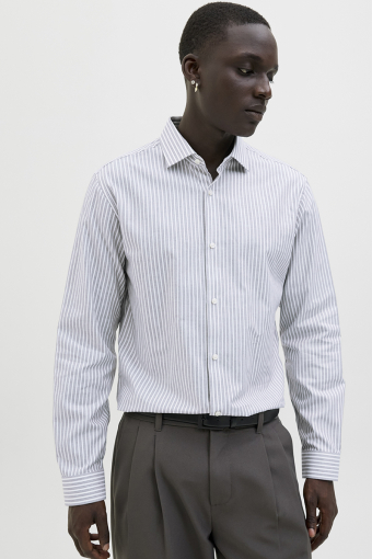 Parker Wrinkle Resistant Hemd LS Bright White Stripe