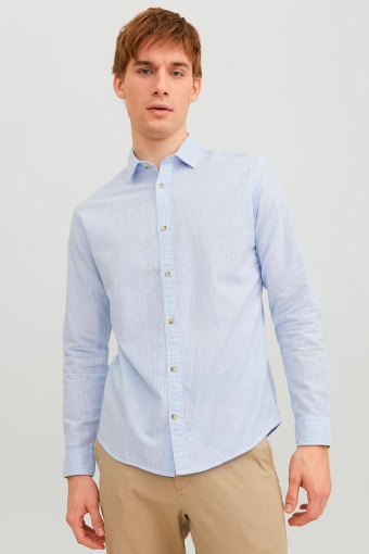 Summer Linen Hemd LS Cashmere Blue Stripe