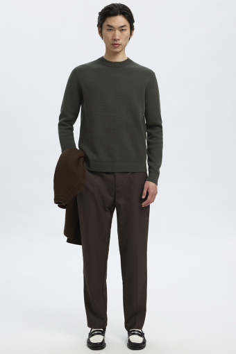 Dane LS Structure Knit Crew Neck Deep Forest