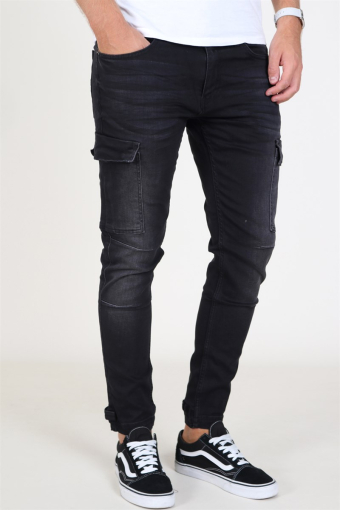 Tobias Stretch Cargo Pants Black Washed