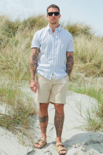 Regular Sun Linen Hemd SS Iceberg Green Stripe