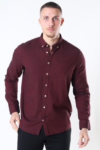 Johan Diego Cotton Hemd Bordeaux Mel