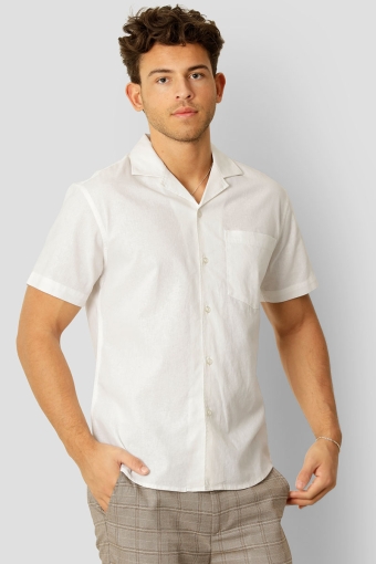 Bowling Cotton Linen Hemd SS White