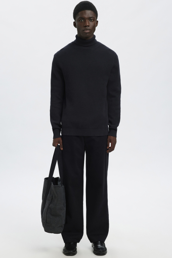 Dane LS Structure Knit Roll Neck Sky Captain