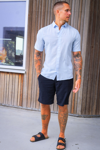 Caiden SS Linen Hemd Cashmere Blue