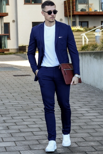 Premium Franco Slim Fit Anzug Medieval Blue