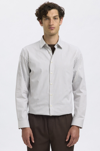 Performance Stretch LS Hemd Bright White Stripes