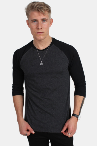 Raglan 3/4 sleeve Charcoal/Black