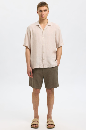 Regular Brody Linen Shorts Forest Night